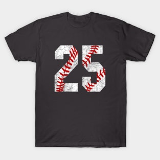 Vintage #25 Baseball Laces Baseball Mom Jersey Love Baseball T-shirt T-Shirt